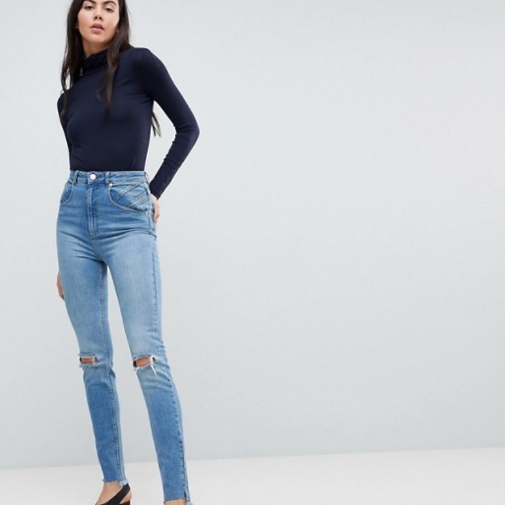 Farleigh Slim Mom Jeans with Seamed 80s detail